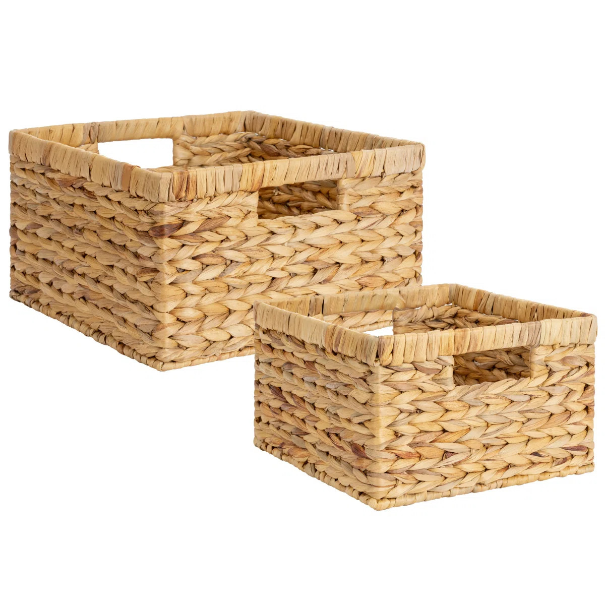 Water Hyacinth Wicker Storage Basket for Organizing, Decorative, Large and Small (Set of 2) | Wayfair North America