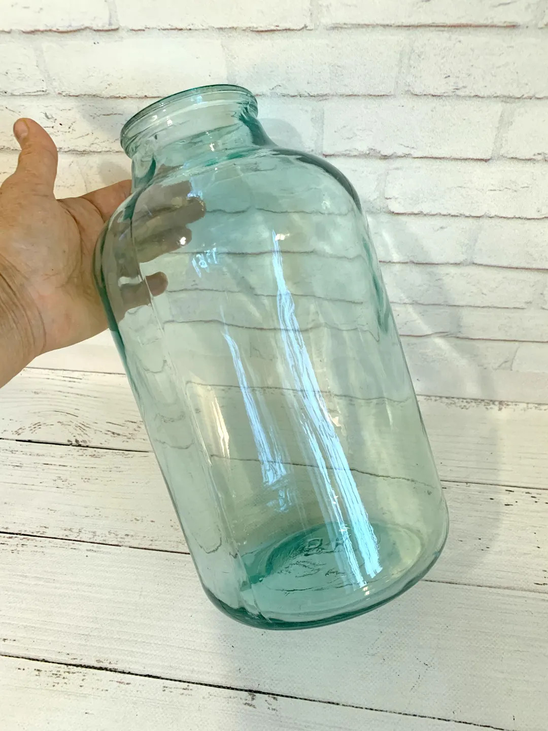 Vintage 4L Light Green Glass Jar: Thick Glass Aqua Blue, NO Defect, Big Rustic Vase, Kitchen Stor... | Etsy (US)