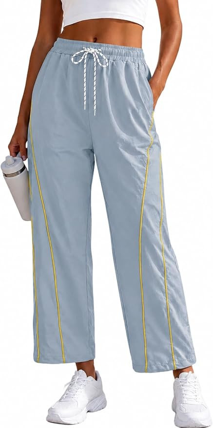 Rapbin Womens Baggy Wide Leg Pants 2026 Elastic Waisted Drawstring Hiking Workout Cropped Track P... | Amazon (US)