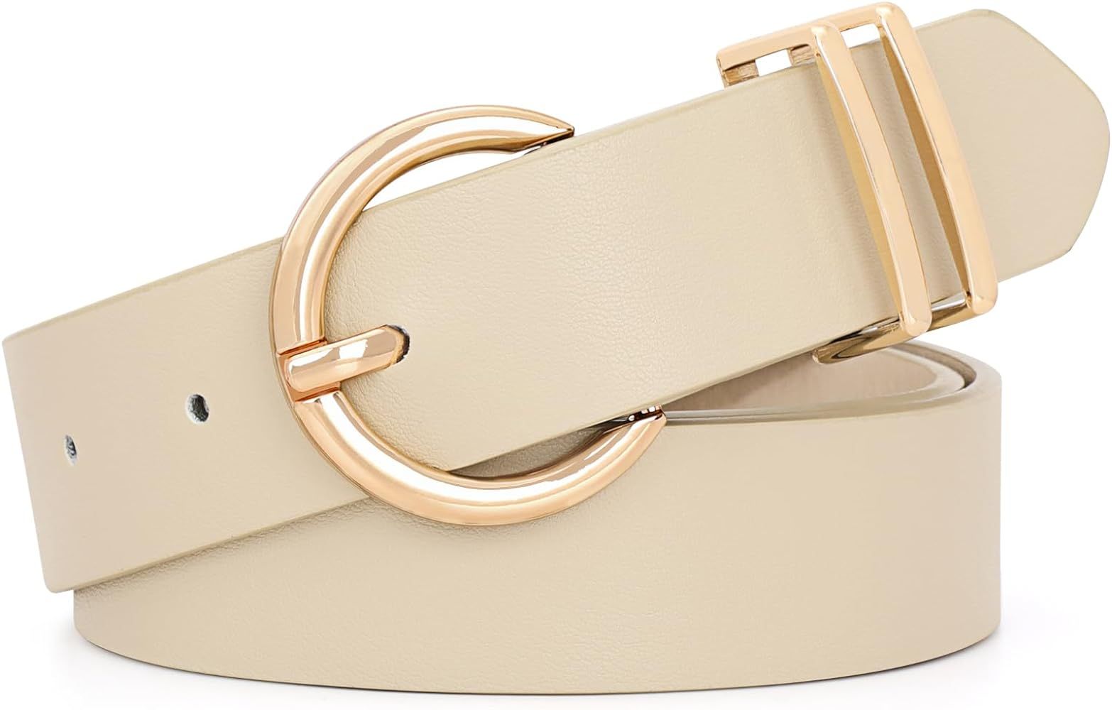 WHIPPY Women Leather Belt Fashion Designer belt Gold Buckle Ladies Belt for Jeans Pants Dresses | Amazon (US)