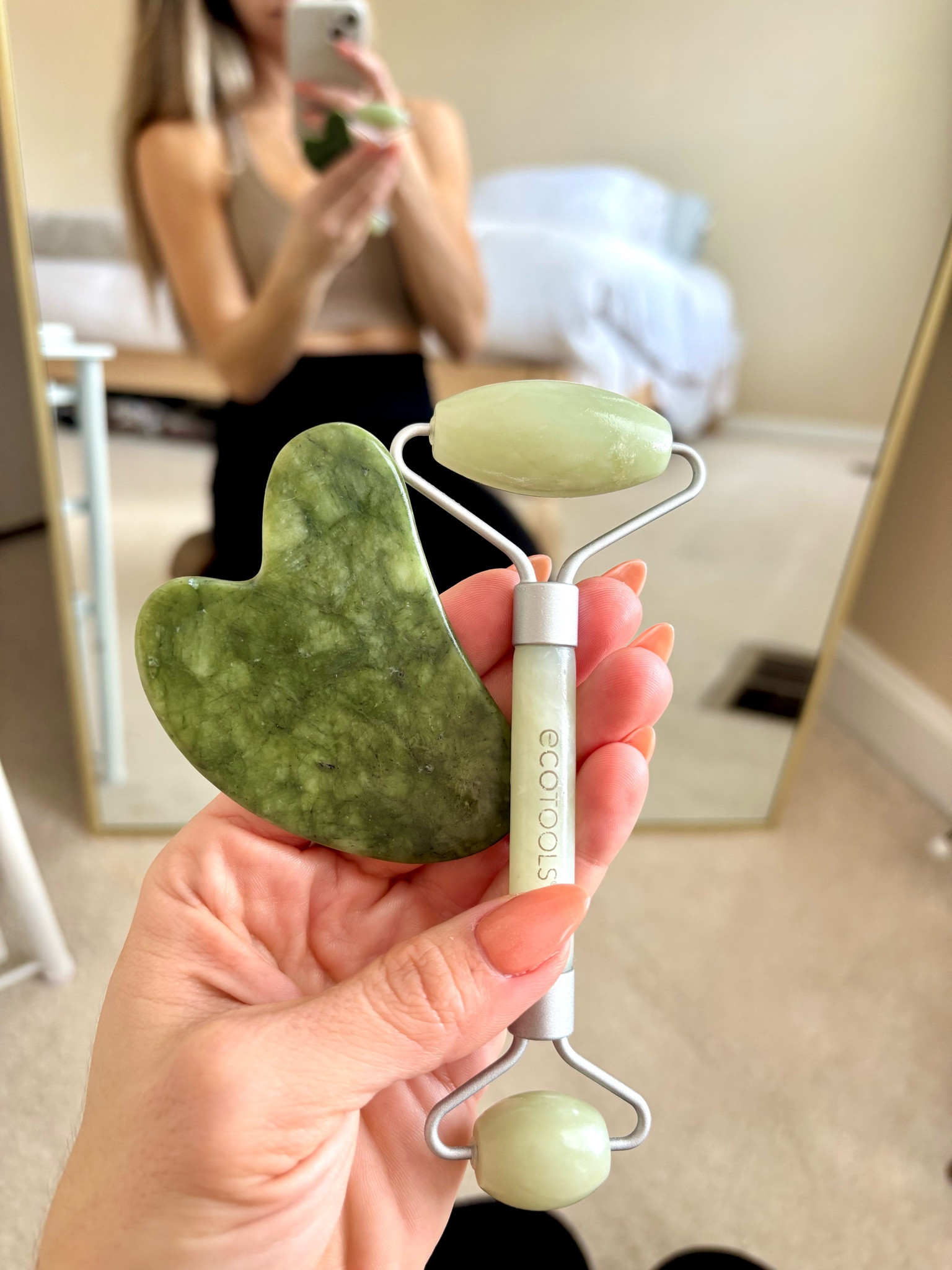 Jade Gua sha tool + roller 
I store in freezer for de-puffing and lymphatic drainage

#LTKFitness #LTKStyleTip #LTKBeauty