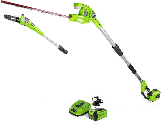 Greenworks 40V 8-inch Cordless Pole Saw with Hedge Trimmer Attachment 2.0Ah Battery and Charger I... | Amazon (US)