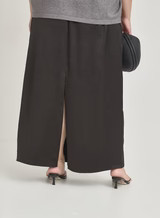 Black Curve Satin Back Split Maxi Skirt- Alis | 4th & Reckless