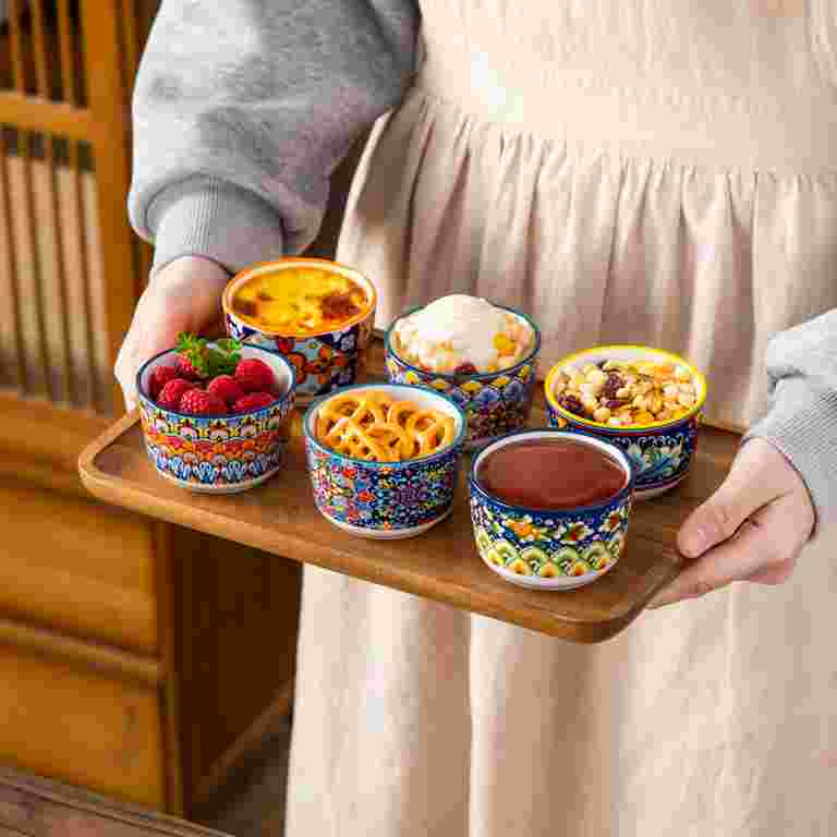 MALACASA 3 OZ Ramekins Set of 6, Porcelain Dessert Baking Dishes Cups, Small Bowl Dip | Walmart (US)