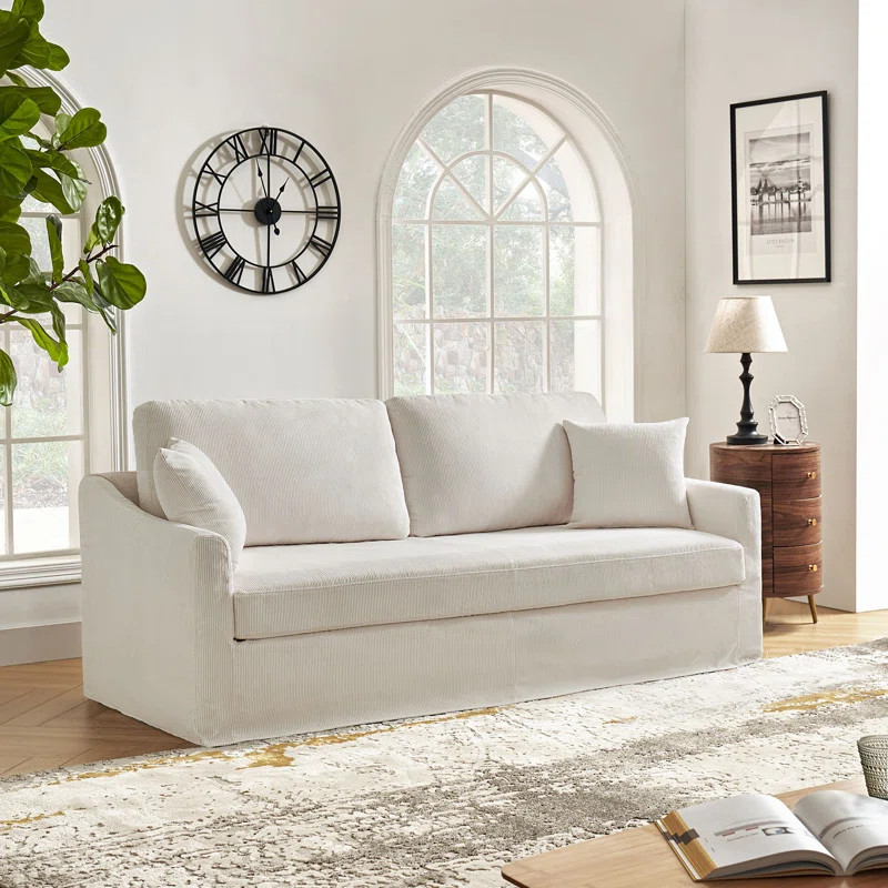 Calaeb 80.5" Slipcovered Boucle Sofa | Wayfair North America