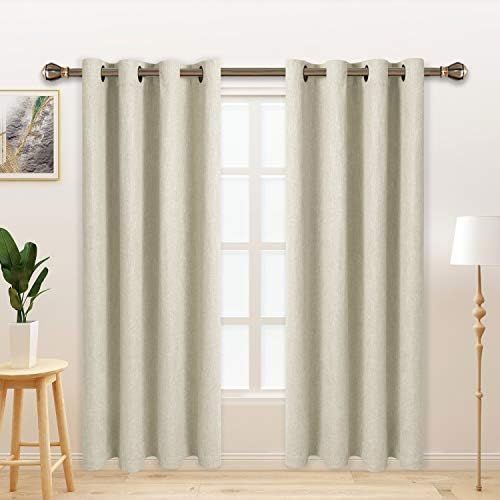 LORDTEX Burlap Linen Look Textured Blackout Curtains for Bedroom with Thermal Insulated Liner - Heav | Amazon (US)