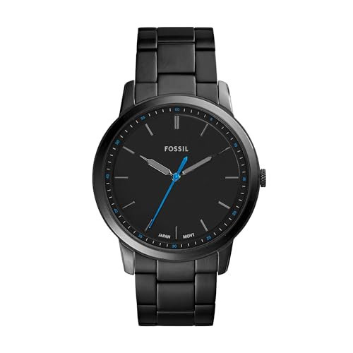 Fossil Men's Minimalist Quartz Watch, Stainless Steel Black Three-Hand Watch for Men, Color: Black | Amazon (US)