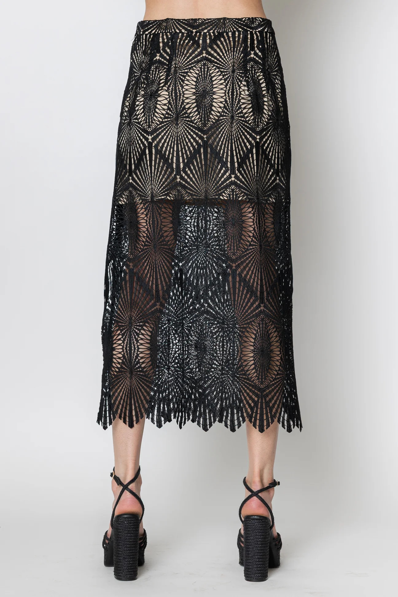 Maxine Deco Lace Midi Pencil Skirt | ZETAYE