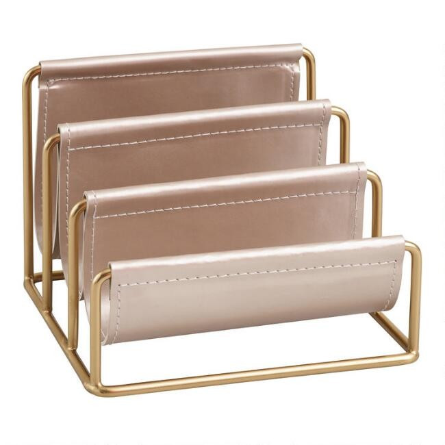 Champagne Vegan Leather Nicole Letter Holder | World Market