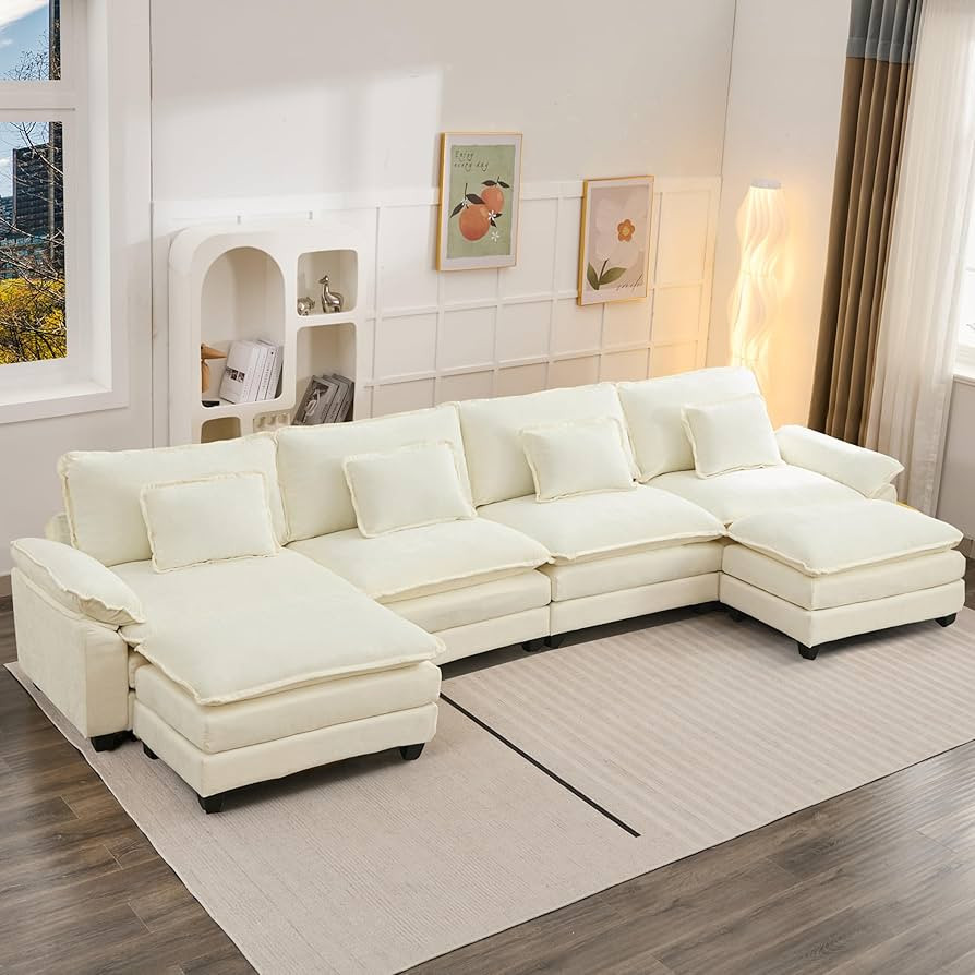 Oprisen 154" Modular Sectional Sofa, Comfy Cloud Couch Sectional Sofa with Ottoman, Chenille Sofa... | Amazon (US)
