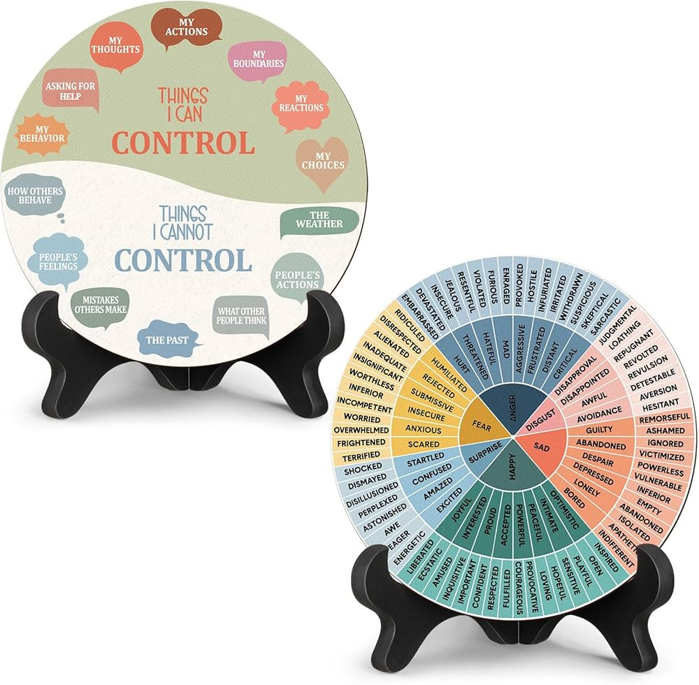 2 Pcs Things I Can Control Therapy Office Desk Decor Feelings Wheel Chart Calming Emotions Wheel ... | Amazon (US)