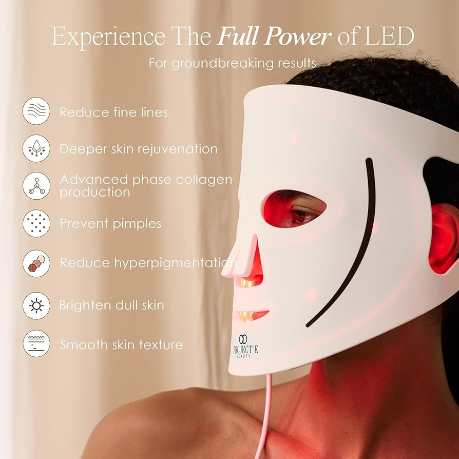 LumaLux Face | Pro LED Light Therapy Mask by Project E Beauty | 800 LEDs | 7 + 2 Colors 460nm ~10... | Amazon (US)