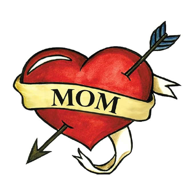 FashionTats Mom Heart Temporary Tattoos | 10-Pack | MOTHERS DAY MAY 14 | Skin Safe | MADE IN THE ... | Amazon (US)