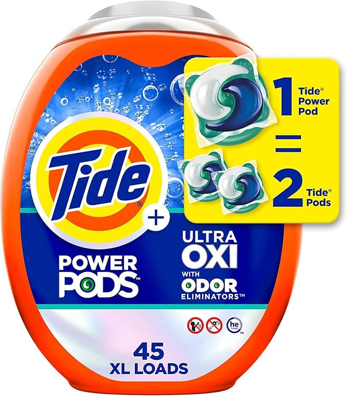 Tide Ultra OXI Power PODS with Odor Eliminators Laundry Detergent Pacs 45 Count For Visible and I... | Amazon (US)