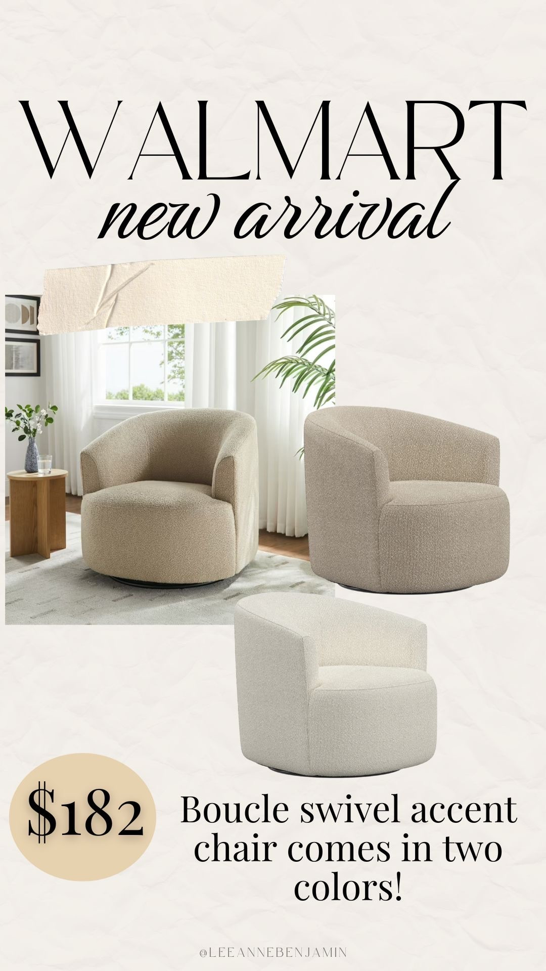 The cutest boucle accent swivel chair for under $200 at Walmart! 

#LTKHoliday #LTKGiftGuide #LTKHome
