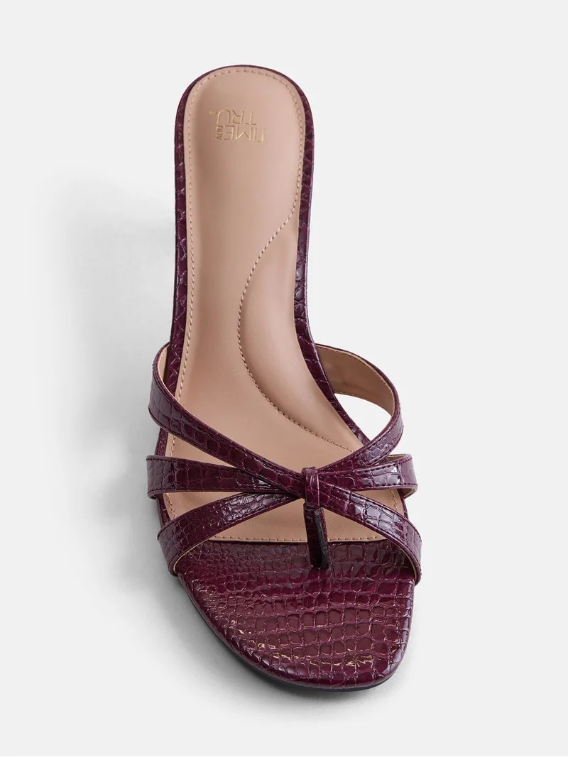 Time and Tru Women's Faux Leather Kitten Heel Mule Sandals | Walmart (US)