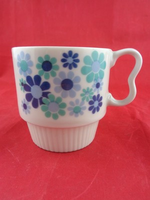 Vintage Mid Century Modern STACKING Coffee Cup MUG Floral Japan MCM REPAIR | eBay US