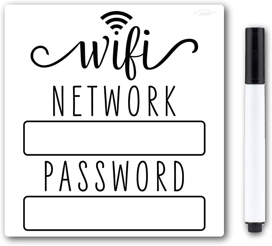 White & Black WiFi Password Sign Fridge Magnet, Wifi Sign with Black Wet Erase Pen, Magnetic Wifi... | Amazon (US)
