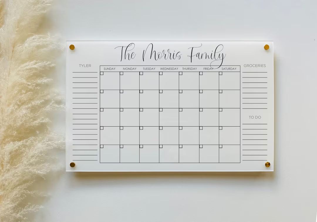 Personalized White Acrylic Calendar For Wall ll  dry erase board lucite acrylic calendar  office ... | Etsy (US)