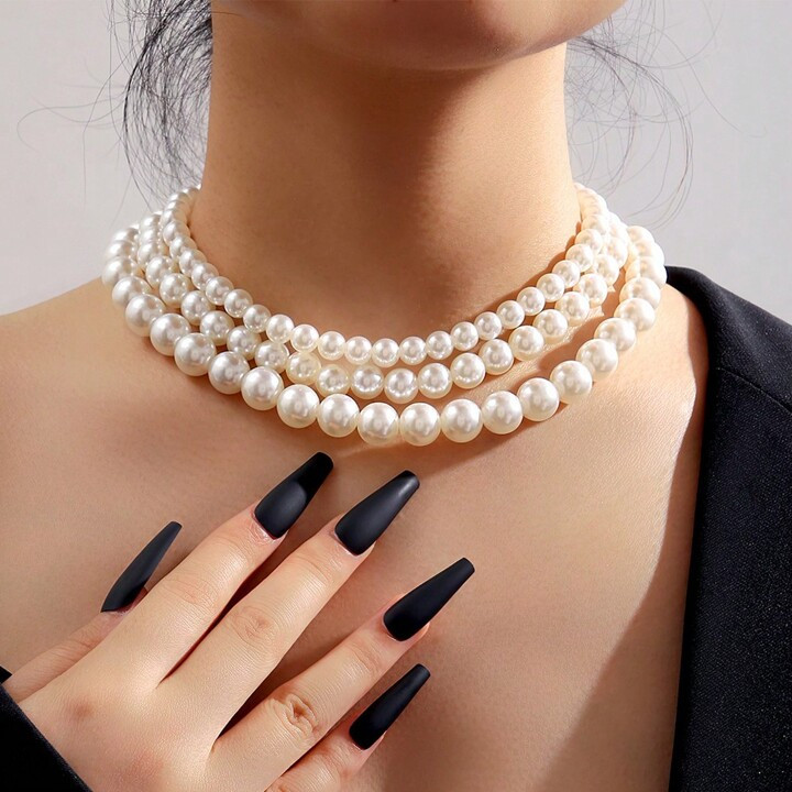 1pc Creative & Minimalist Baroque Pearl Style Princess Necklace For Women, Vintage Collarbone Cha... | SHEIN