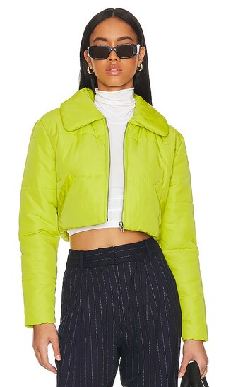 Bushwick Cropped Puffer Jacket in Lime Green | Revolve Clothing (Global)