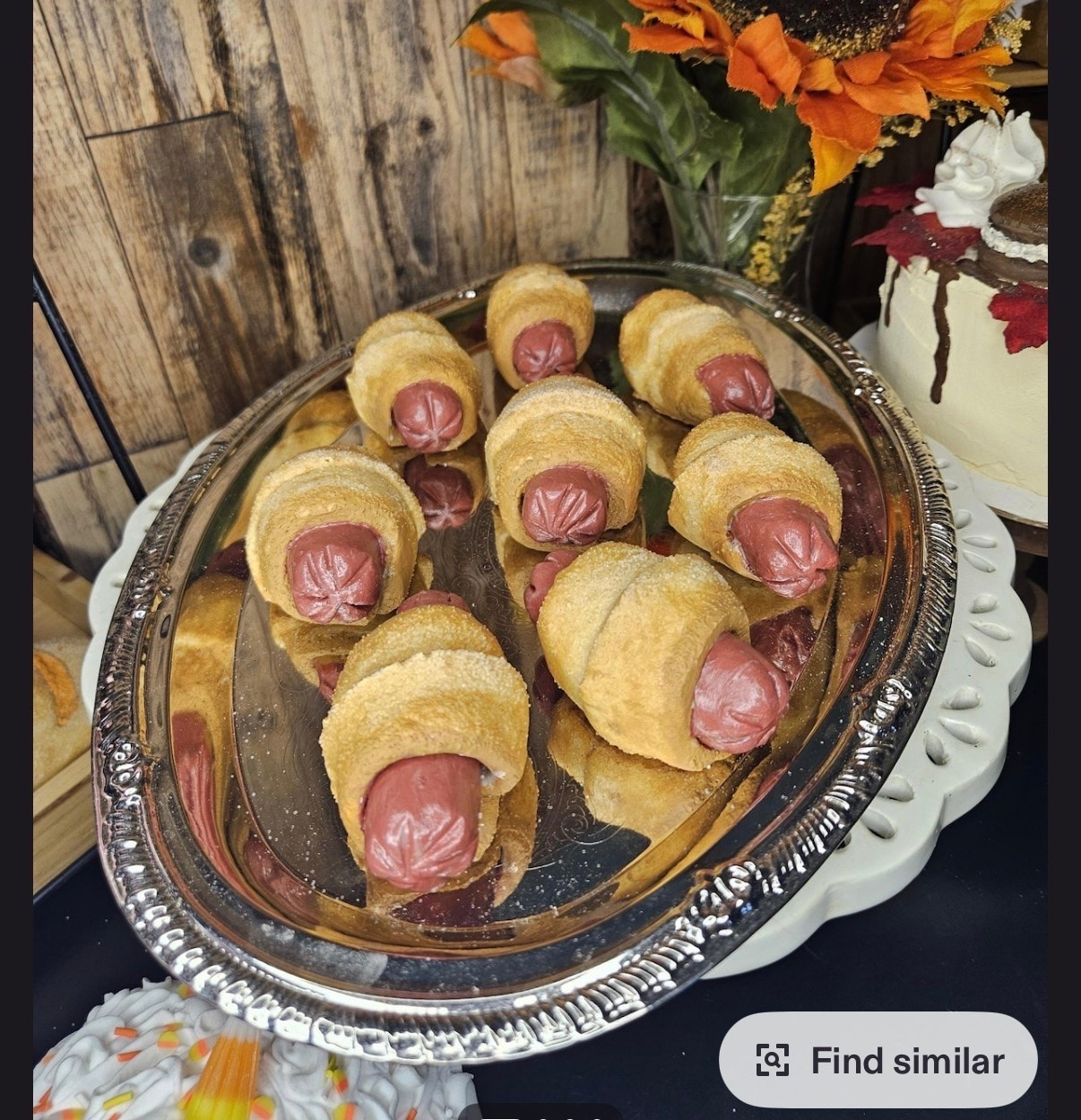 Faux pigs in a blanket for your fake food plate wall
