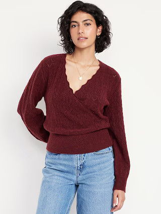 Wool-Blend Wrap-Front Sweater | Old Navy (US)