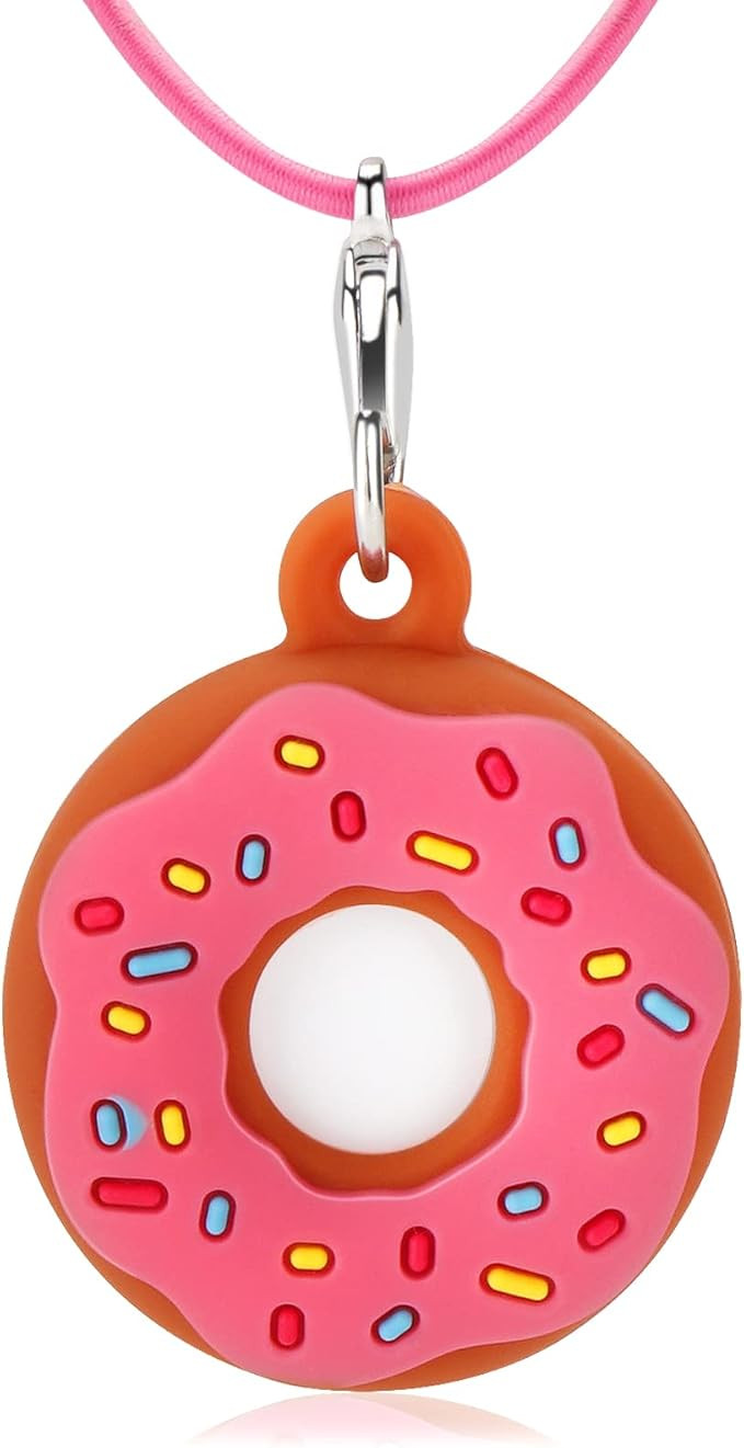 AirTag Holder Case, Cute Doughnut Airtag Necklace with Adjustable Stopper for Kids Children, Soft... | Amazon (US)