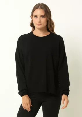 Single Stitch Women's Relaxed Crew Neck Sweater, Black, Small | Belk
