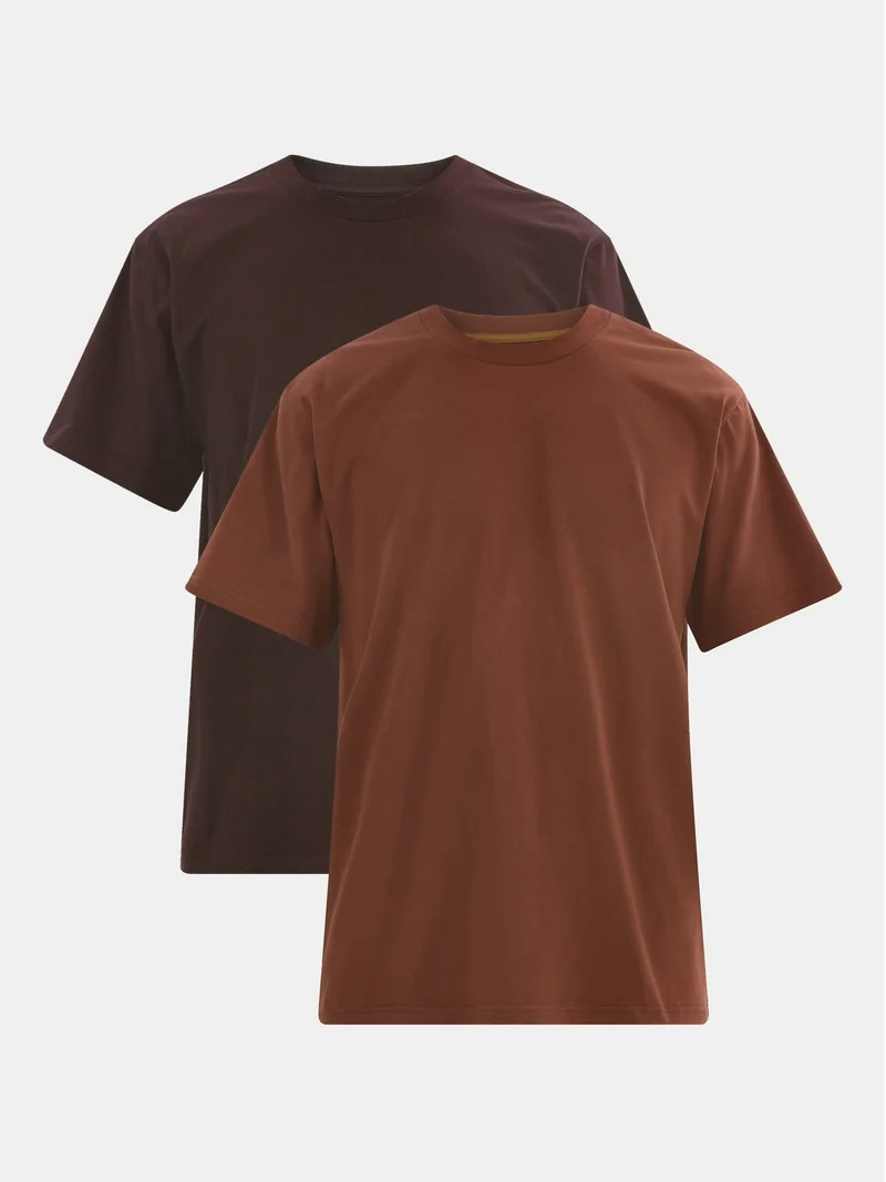 No Boundaries Flat Grey Basic Crewneck Undershirts with Short Sleeves, 2-Pack, Men's | Walmart (US)