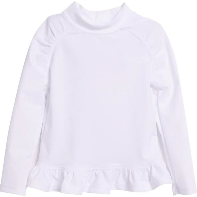 Flap Happy | Ruffle Rash Guard, (White, Size 5Y) | Maisonette | Maisonette