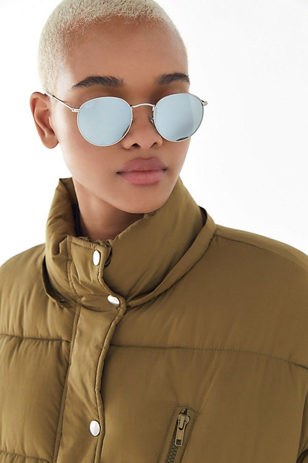 Ray-Ban Round Flash Sunglasses - Silver at Urban Outfitters | Urban Outfitters (US and RoW)