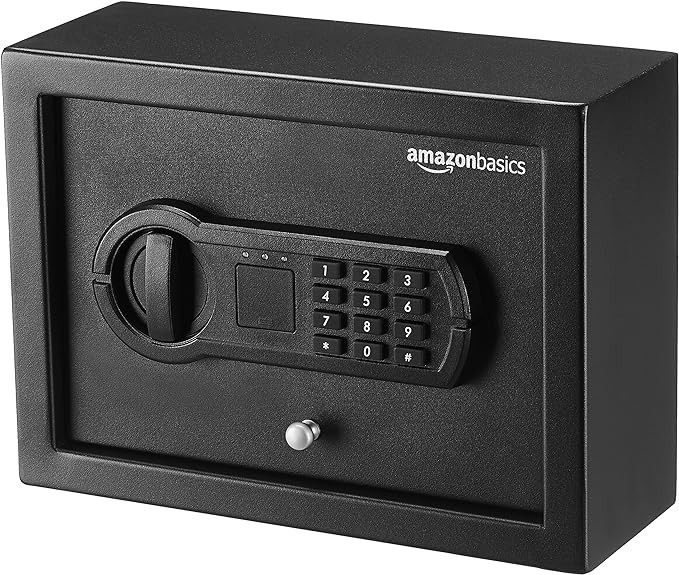 Amazon Basics Small Slim Desk Drawer Security Safe with Programmable Electronic Keypad, Black, 11... | Amazon (US)