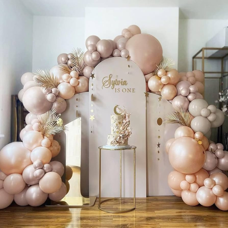 Blush Pink Balloon Garland Double Stuffed Light Pink White Champagne Pearl Balloons Dusty Rose Nu... | Amazon (US)