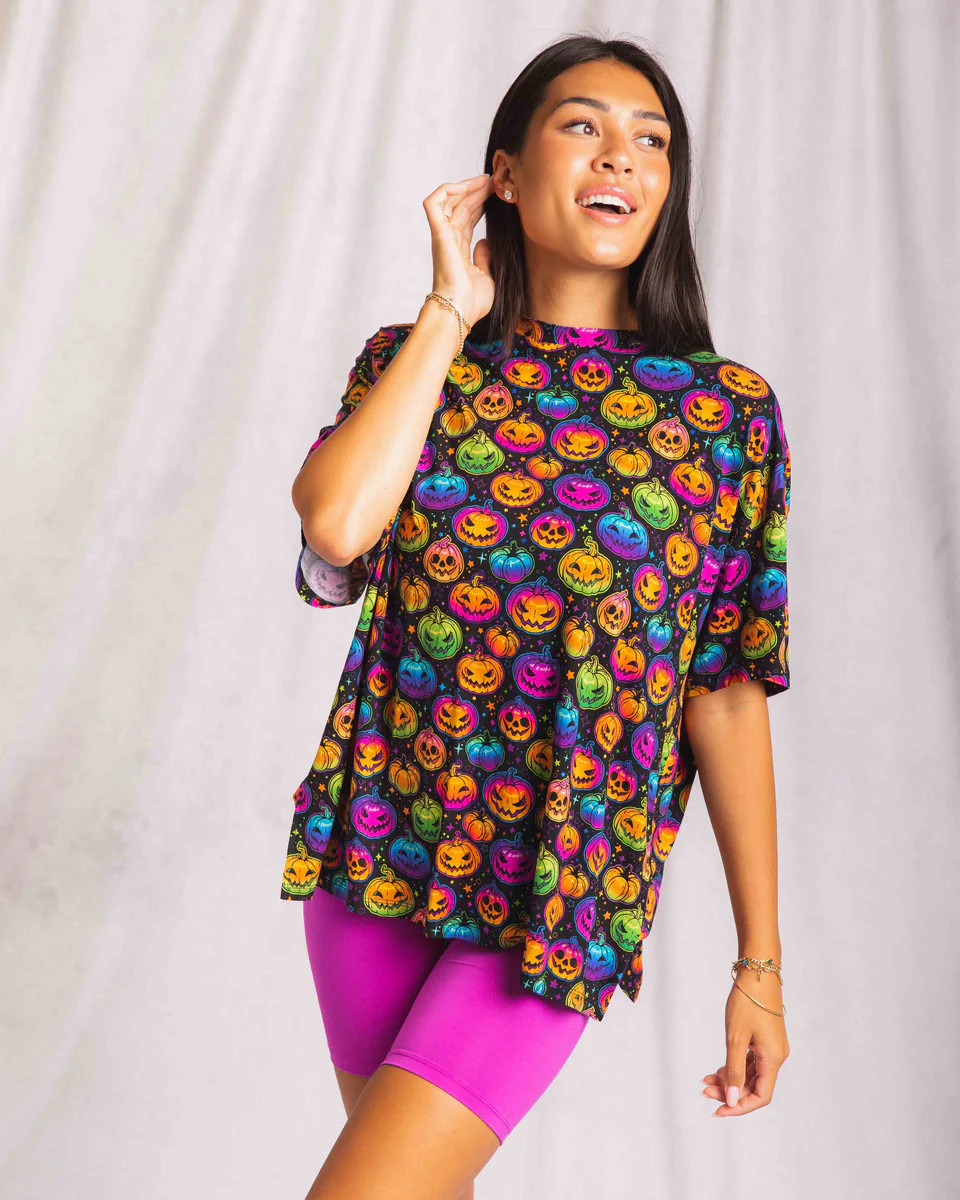 Glow Hard or Glow Home Women's Oversized T-Shirt | Bums & Roses