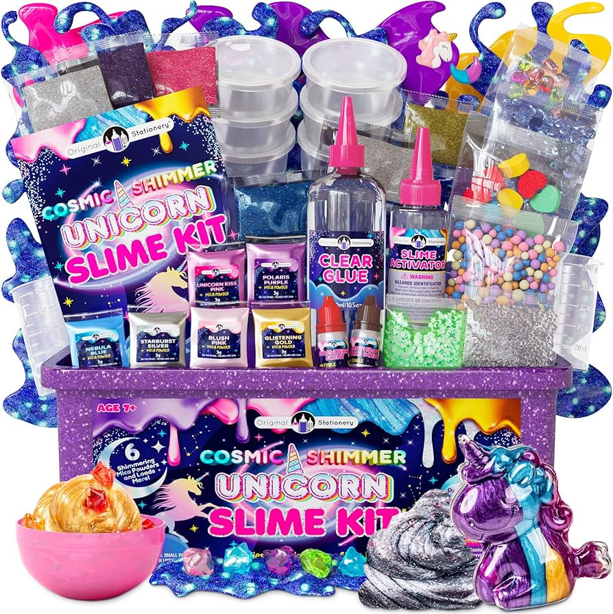Original Stationery Unicorn Slime Kit for Girls Ages 7–12, DIY Shimmer Slime Set with Glow-in-T... | Amazon (US)