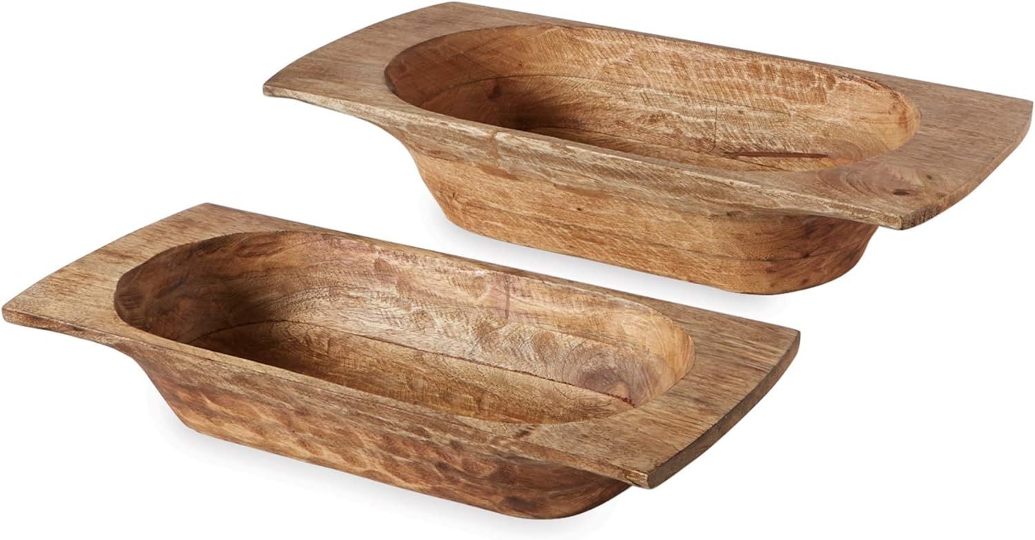 Mud Pie DOUGH BOWL SET, Brown, small 5" x 20" x 8" | large 5" x 24" x 10 1/2" | Amazon (US)