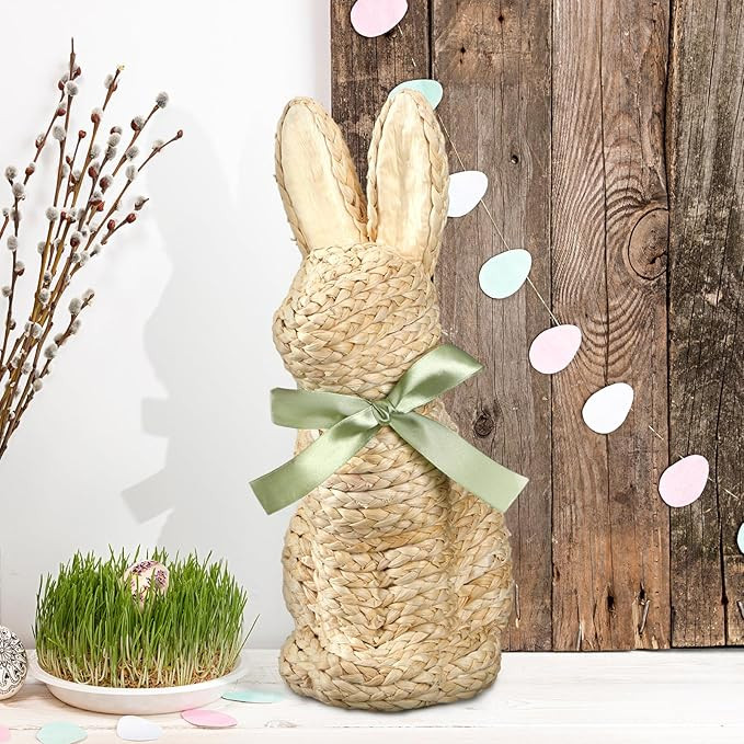 16 Inches Cornhusk Woven Bunny Easter Decor Spring Easter Woven Bunny Rabbit Collection Crafts Wi... | Amazon (US)