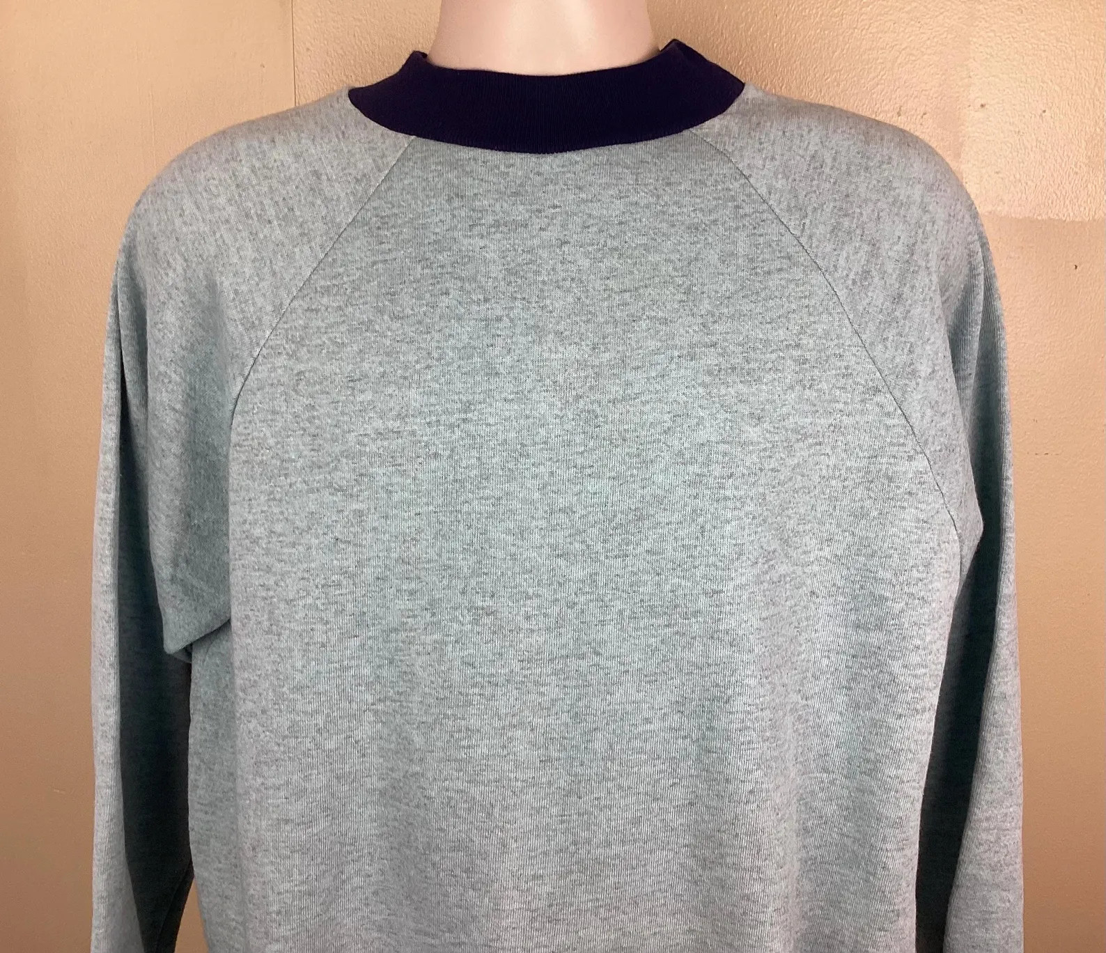 Vtg 70s 80s Plain Heather Blue Green Raglan Crewneck Ringer Sweatshirt L Blank Made in USA - Etsy | Etsy (US)