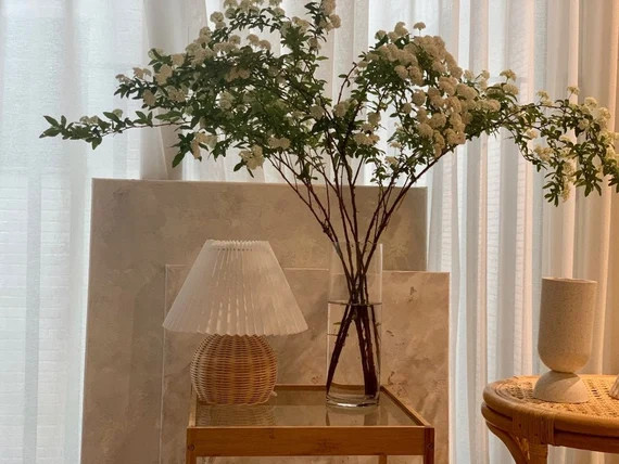 Large Sized Rattan Lamp Pleated Shade Wicker Table Lamp - Etsy | Etsy (US)