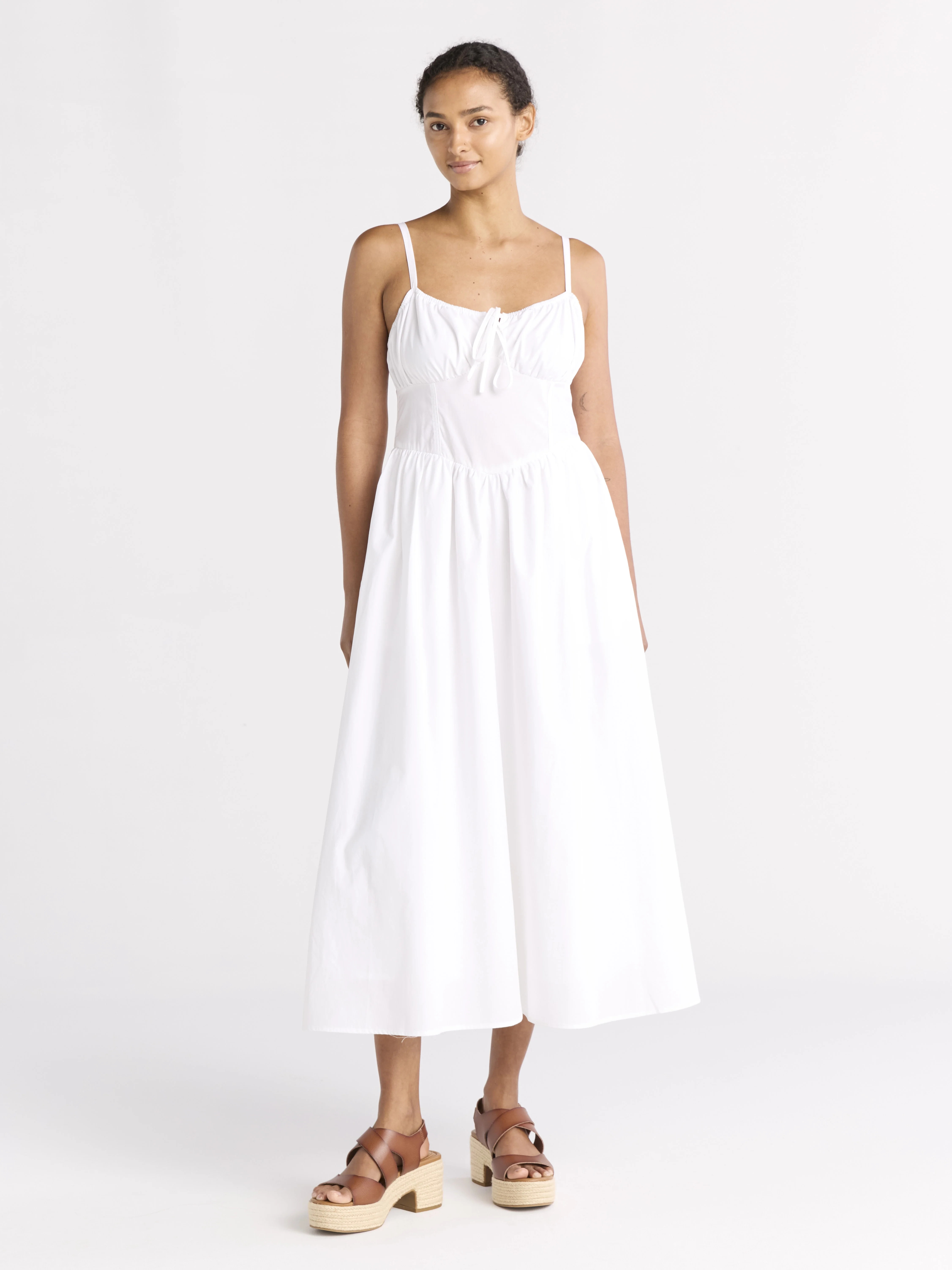 Free Assembly Women's Cotton Milkmaid Corset Maxi Dress, Sizes XS-XXXL | Walmart (US)