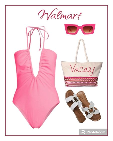 New pink swimsuit, tote bag & sunnies from Walmart. 

#swimsuit

#LTKitbag #LTKfindsunder50 #LTKswim