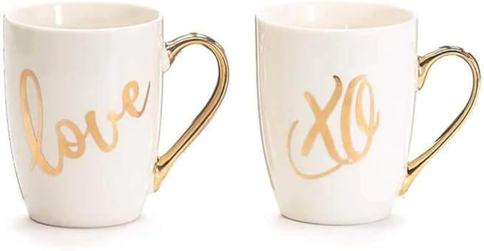 burton+BURTON Metallic Gold Love and Xo Assorted Mugs | Amazon (US)