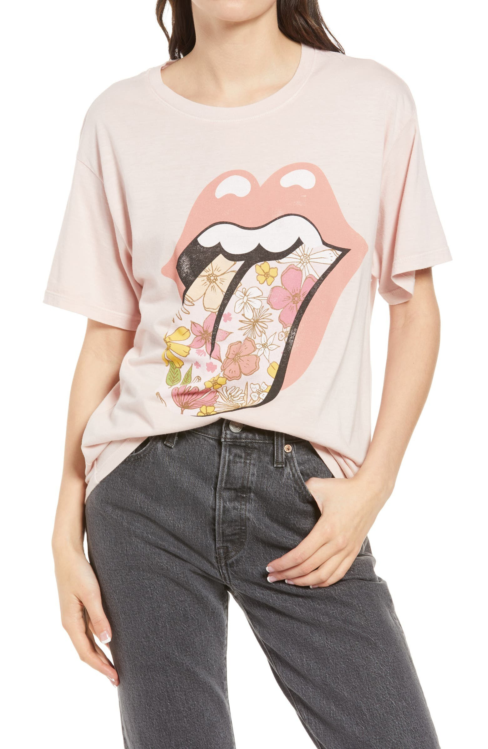 Rolling Stones Flower Tongue Boyfriend Graphic Tee | Nordstrom | Nordstrom