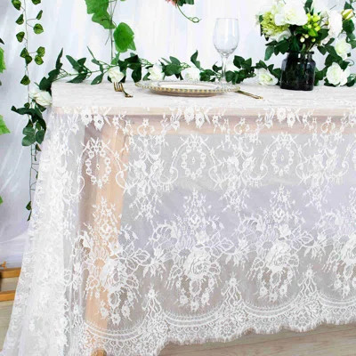 Lace Tablecloth White Rectangle 60X120 Inch Lace Table Clothes Vintage Lace Tablecloth Lace Table Cover Embroidered Lace Overlay (White) | Wayfair North America