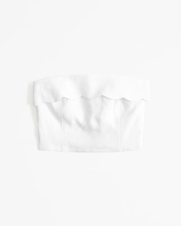 Premium Linen Strapless Scallop Set Top | Abercrombie & Fitch (US)