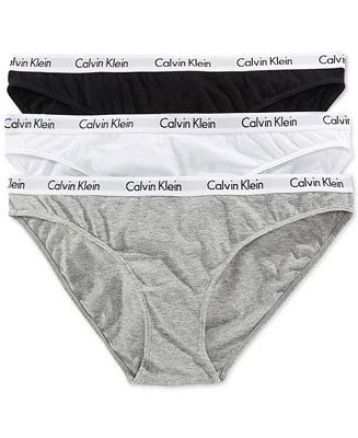 Calvin Klein Women's Carousel Cotton 3-Pack Bikini Underwear QD3588 - Macy's | Macy's