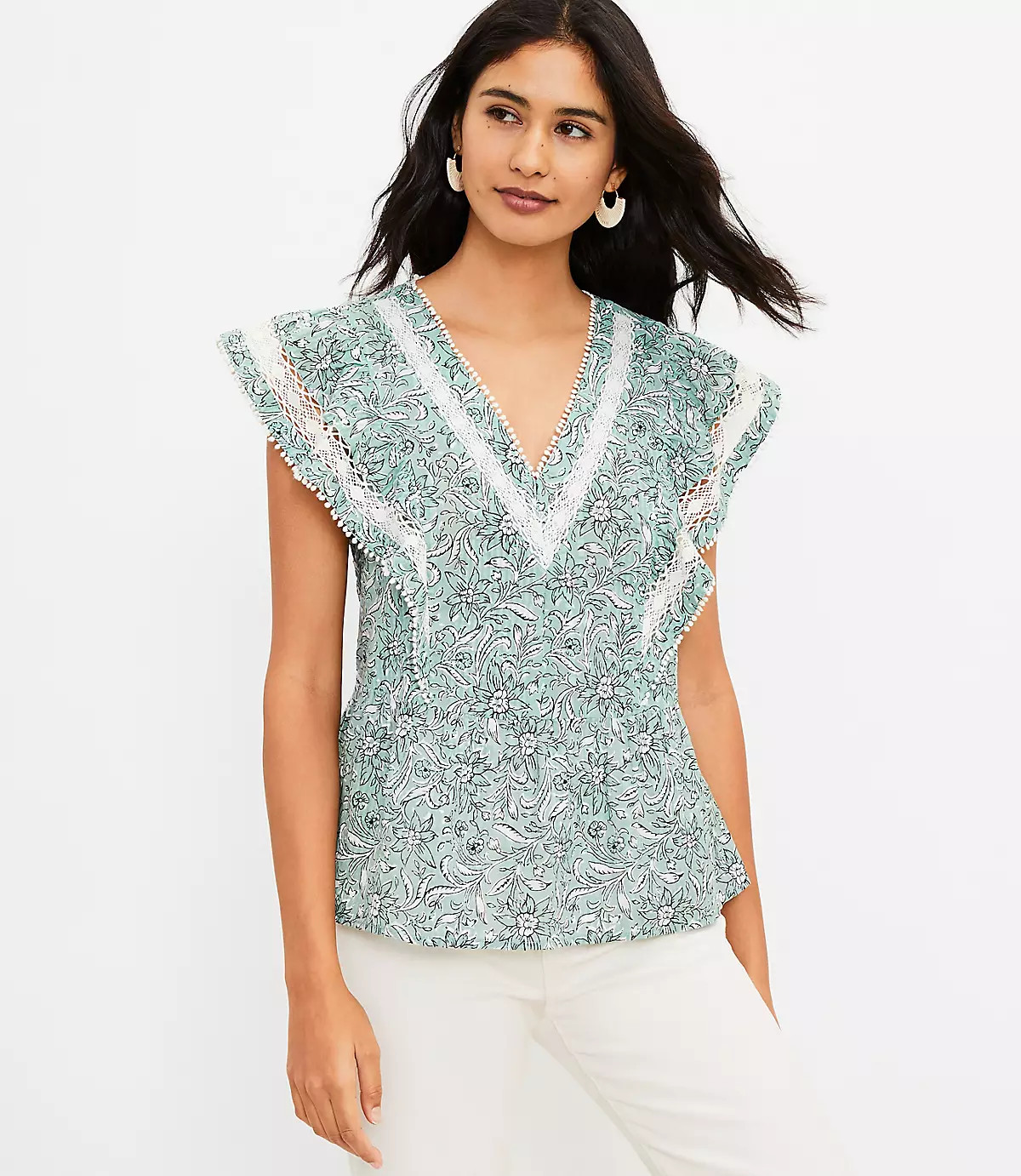 Spring Bloom Lacy Ruffle Peplum Top | LOFT | LOFT