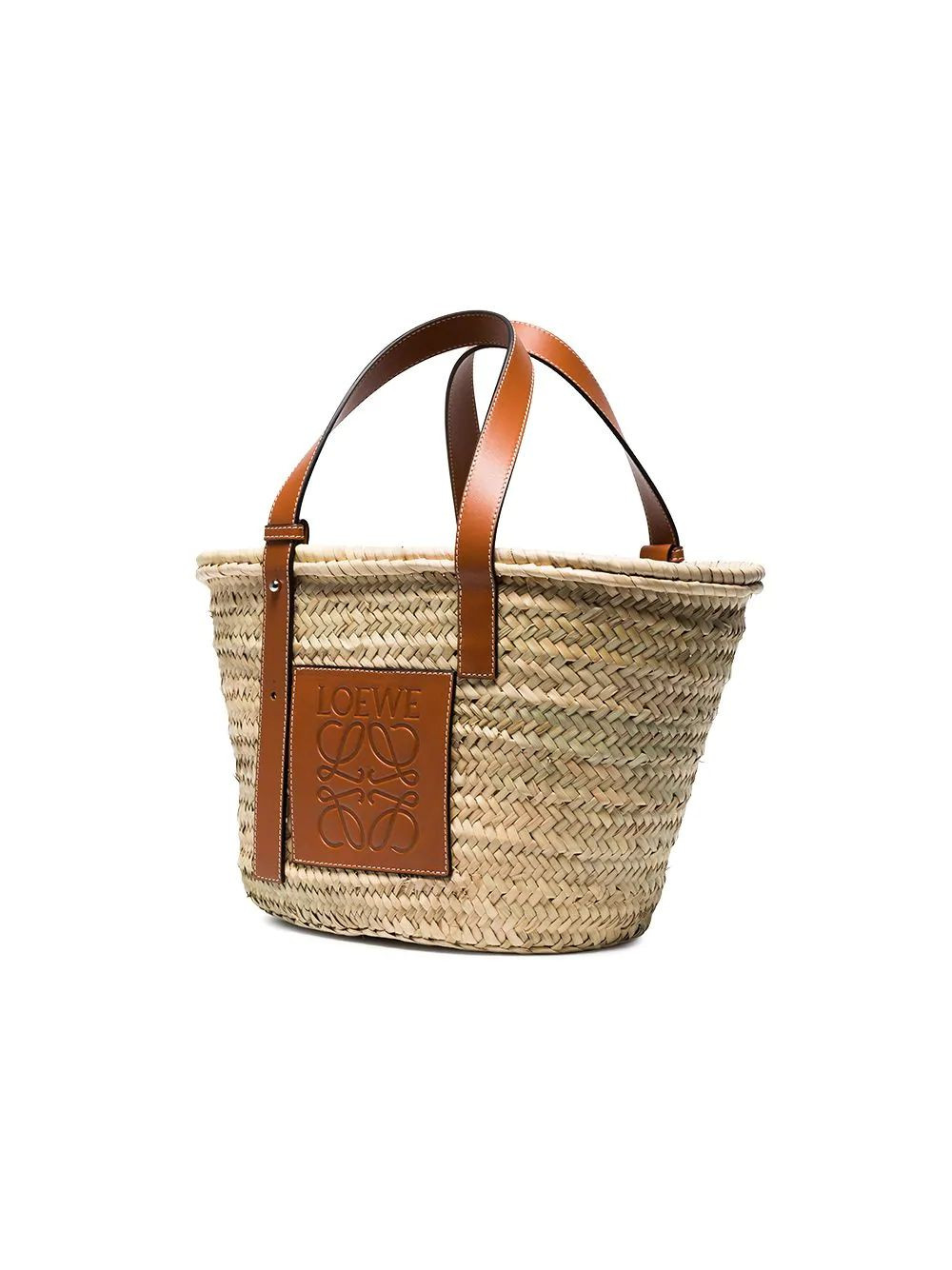 Medium Logo Straw And Leather Basket Bag | The Webster