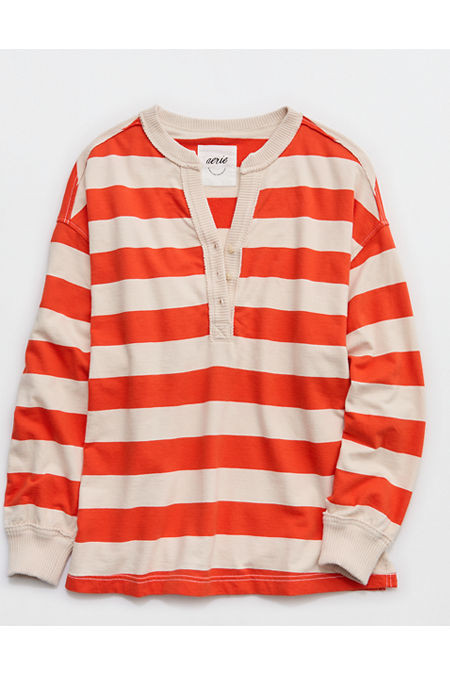 Aerie Poolside Terry Henley Sweatshirt Women's Orange Flare XXS | Aerie